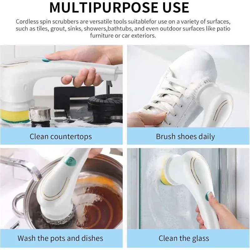 Brosse électrique rechargeable USB pour vaisselle, évier et baignoire 4