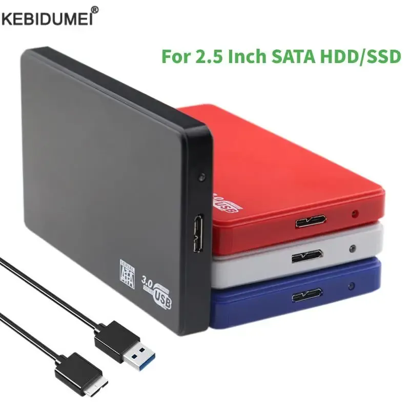 Boîtier de disque dur mobile SATA vers USB 3.0 pour disque dur 2,5 pouces, boîtier externe pour SSD avec câble USB 3.0, en ABS