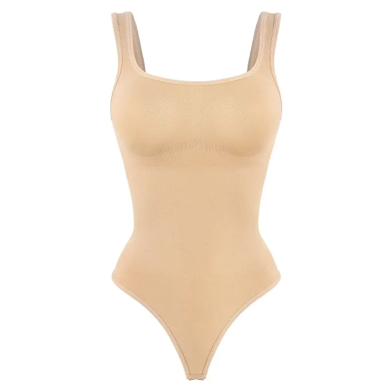 Body sans couture modelant pour femme à col carré et dos nu 9