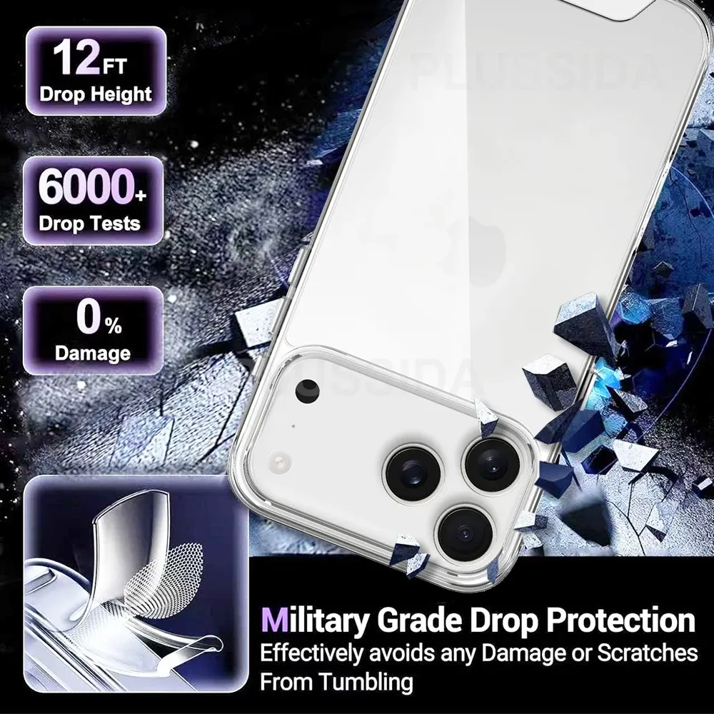 Coque transparente pour iPhone 18, 17, 16 Pro Max, Air, Duo, 15, 14, 13 Pro Max, compatible MagSafe, pour iPhone 16, 15 Plus, coque transparente de luxe 3