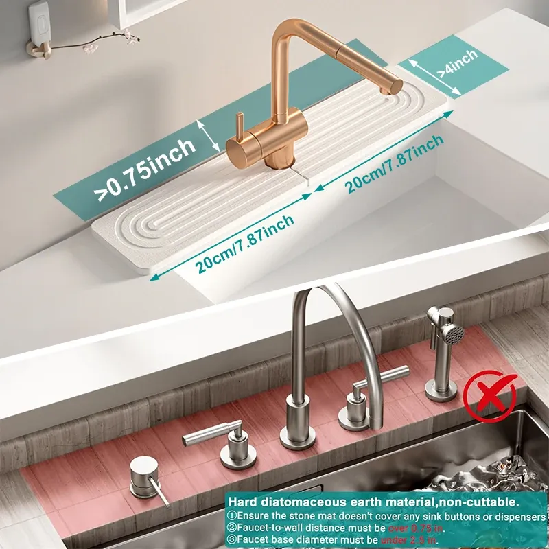 Tapis de protection pour robinet à séchage rapide, vue d'ensemble