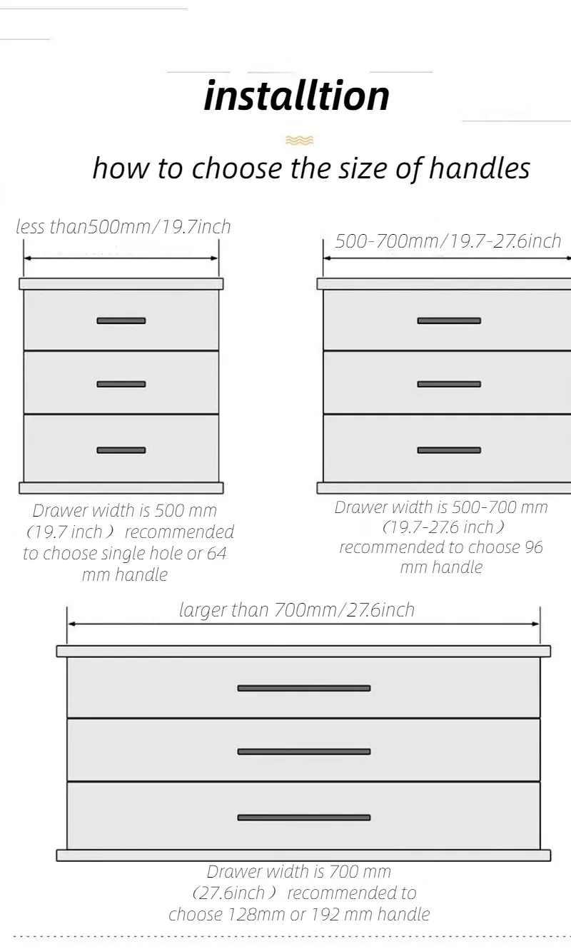 Poignée de meuble, présentation verticale