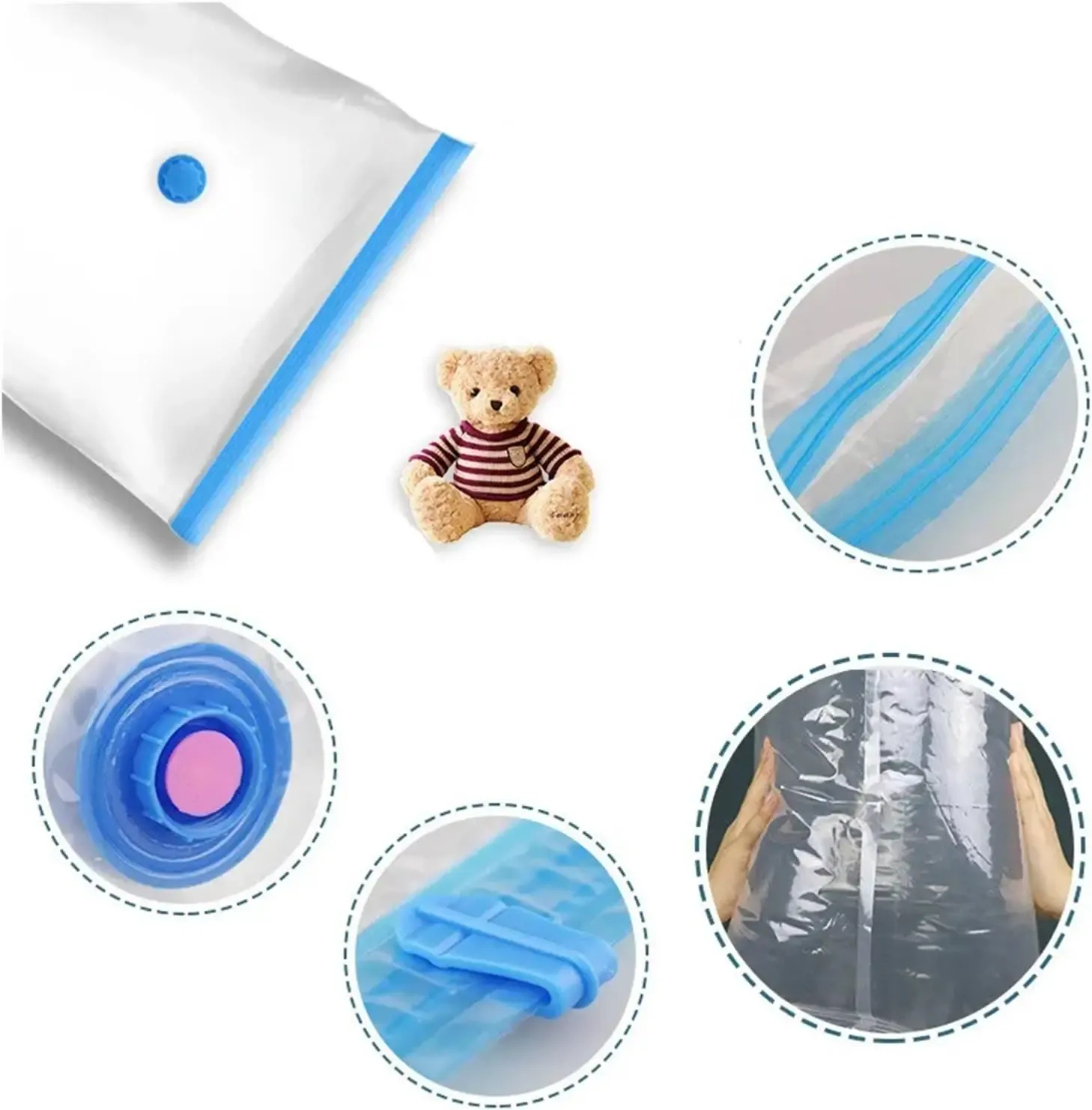 Sacs de rangement sous vide – Lot de 5 – Gain de place pour couettes, couvertures et vêtements 5