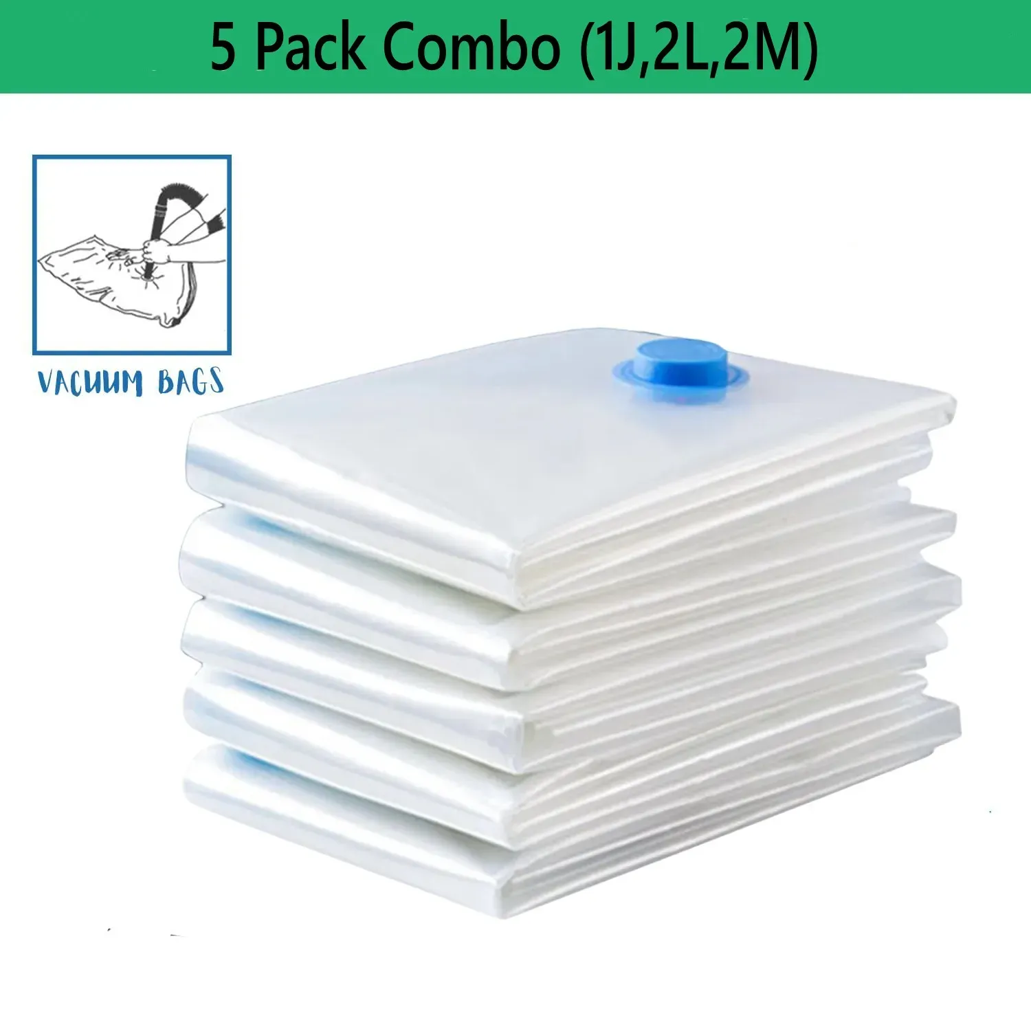 Sacs de rangement sous vide – Lot de 5 – Gain de place pour couettes, couvertures et vêtements 12