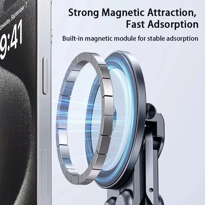 Support de téléphone magnétique multifonctionnel, trépied pliable et support de bureau portable pour iPhone, iPad, tablette et ordinateur portable 5