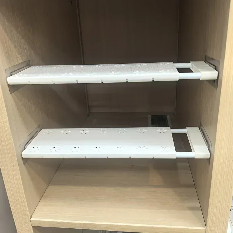 Cloison de rangement réglable en métal et plastique pour cuisine ou armoire, sans perçage, extensible et polyvalente 3