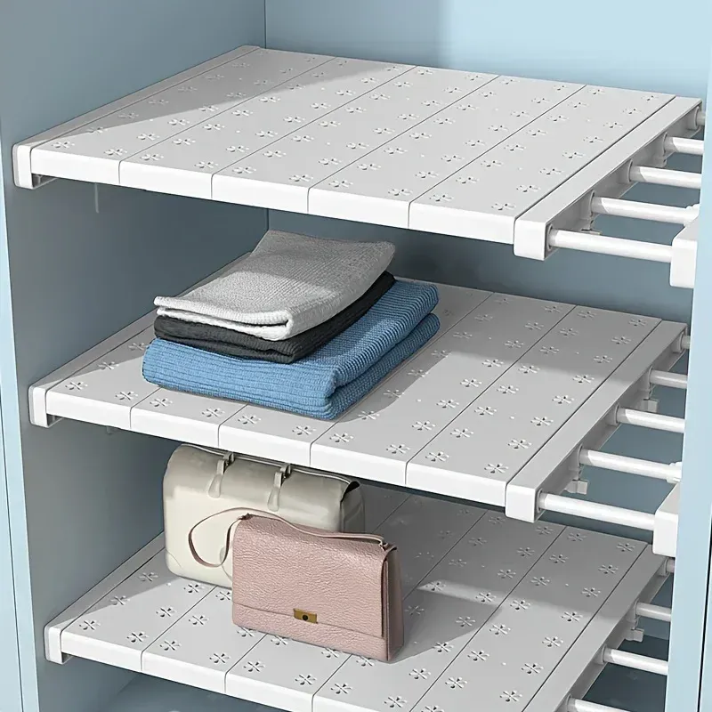 Cloison de rangement réglable en métal et plastique pour cuisine ou armoire, sans perçage, extensible et polyvalente - Image 1