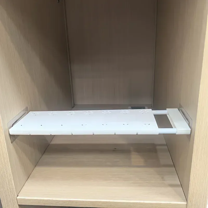 Cloison de rangement réglable en métal et plastique pour cuisine ou armoire, sans perçage, extensible et polyvalente 2