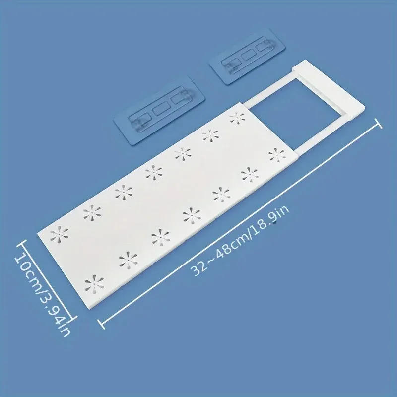 Cloison de rangement réglable en métal et plastique pour cuisine ou armoire, sans perçage, extensible et polyvalente 7