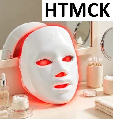Masque facial LED 7 couleurs HTMCK | Masque de luminothérapie photonique à domicile pour le renouvellement cutané, le traitement de l'acné et les soins anti-rides