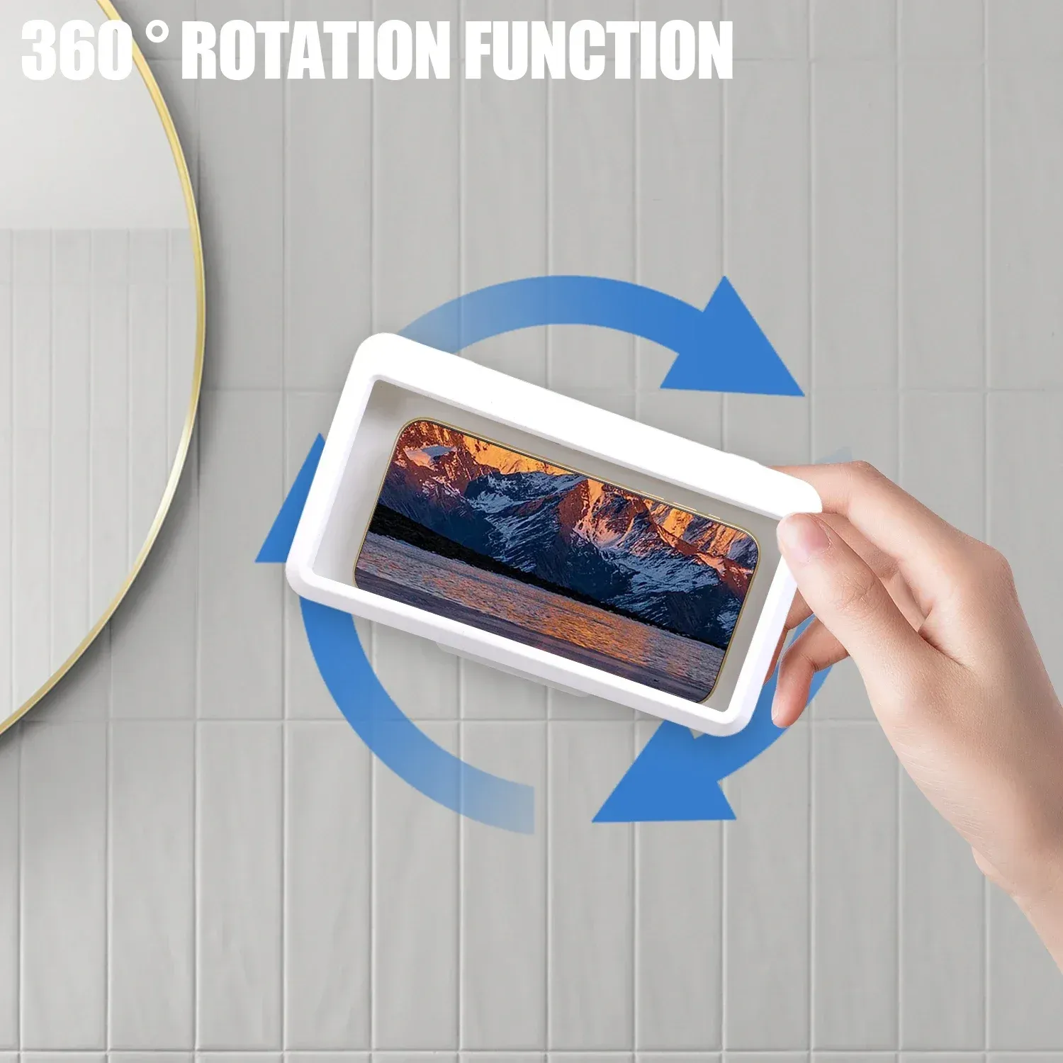 Support de téléphone en utilisation sous la douche