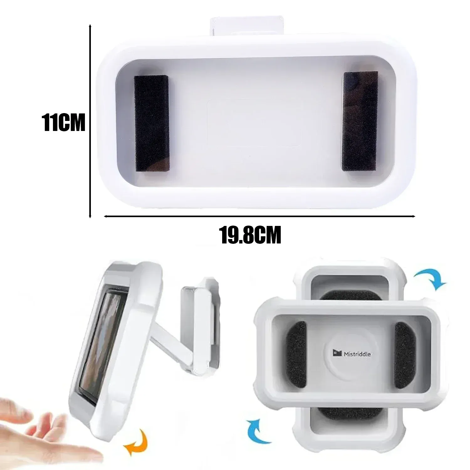 Étui étanche pour téléphone de douche sans perçage, rotatif et anti-buée, avec support mural tactile, compatible iPhone, Samsung et Xiaomi, ajustement universel jusqu'à 6,8 pouces 8