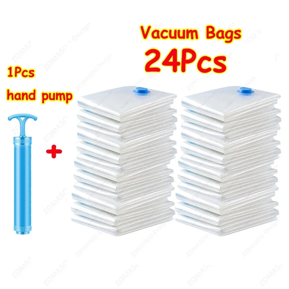 Sacs de rangement sous vide réutilisables, lot de 1 à 24 pièces, pliables et compressibles pour vêtements et literie 7