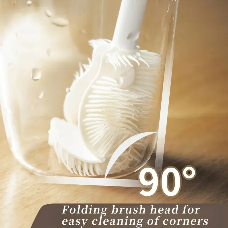 Brosse en silicone pliable à 360° avec manche long, réutilisable, pour bouteilles et tasses 6