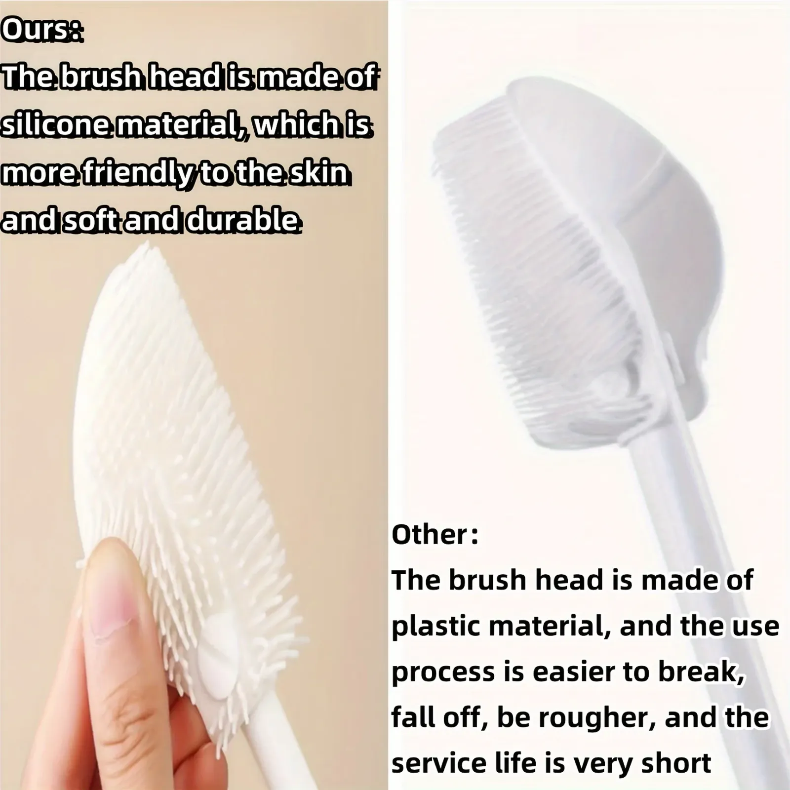 Brosse en silicone pliable à 360 degrés avec manche long