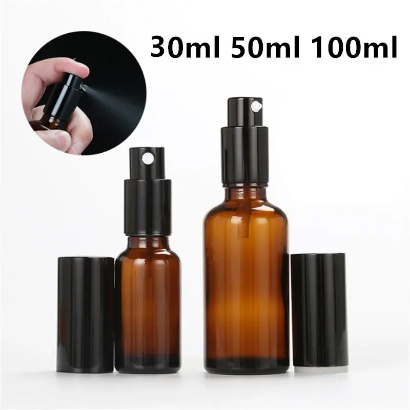 Vaporisateur en verre ambré rechargeable, vue d'ensemble