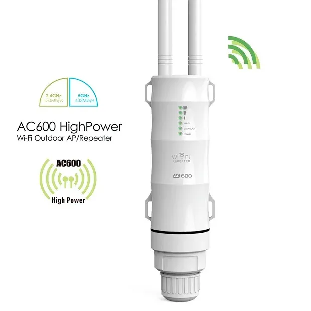 Répéteur Wi-Fi extérieur sans fil haute puissance Wavlink AC1200/600/300, double bande 2,4 GHz + 5 GHz, mode point d'accès/routeur, alimentation PoE, extension de portée 8