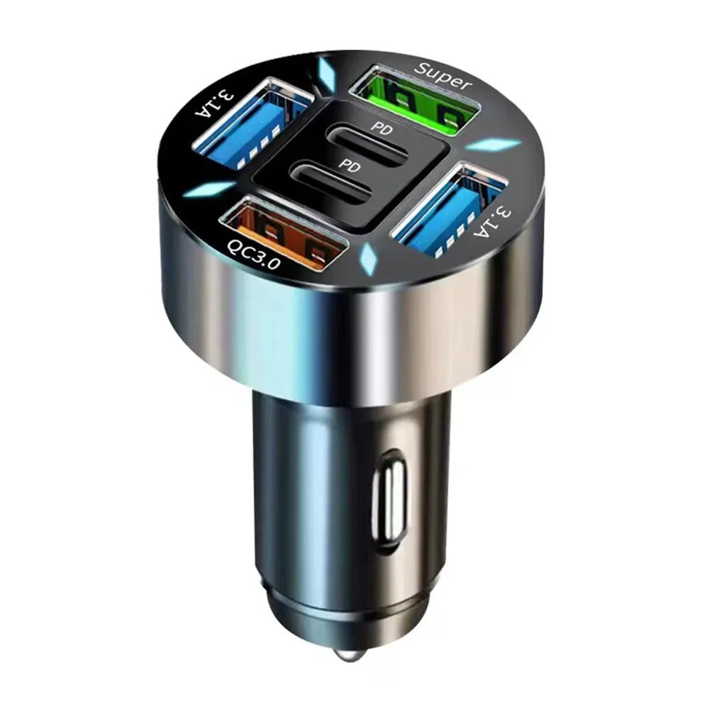 Chargeur de voiture 250 W 5 ports avec charge rapide PD et QC 3.0, USB-C, compatible iPhone, Samsung, Huawei et Xiaomi 8