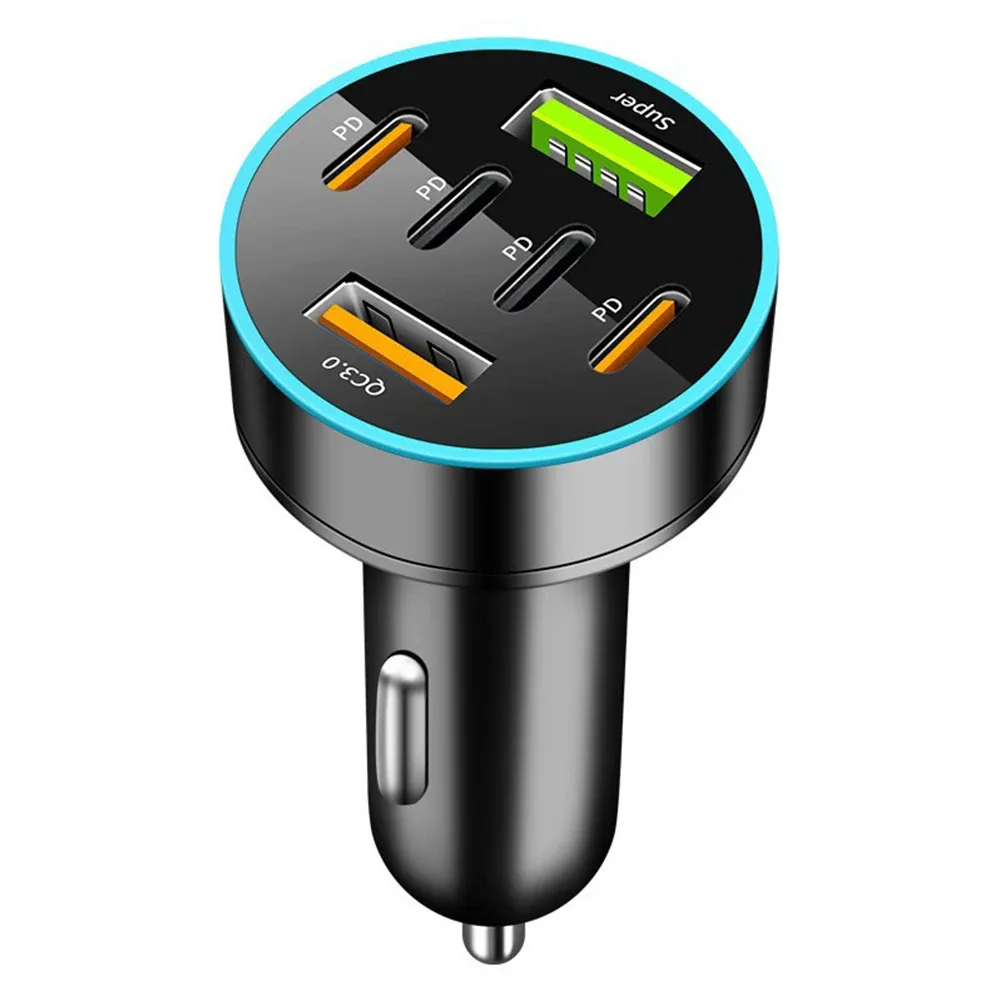 Chargeur de voiture 250 W 5 ports avec charge rapide PD et QC 3.0, USB-C, compatible iPhone, Samsung, Huawei et Xiaomi 9