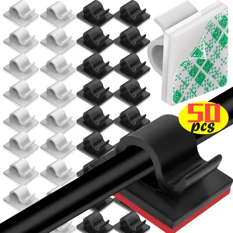 Clips de câblage auto-adhésifs, organisateurs de câbles pour la maison, le bureau et la voiture - Image 1