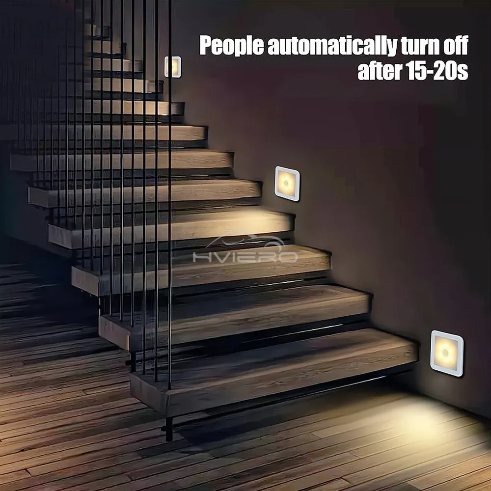 Veilleuse LED intelligente à détecteur de mouvement et de présence, fonctionnant sur piles, idéale pour WC, chambre et couloir 4