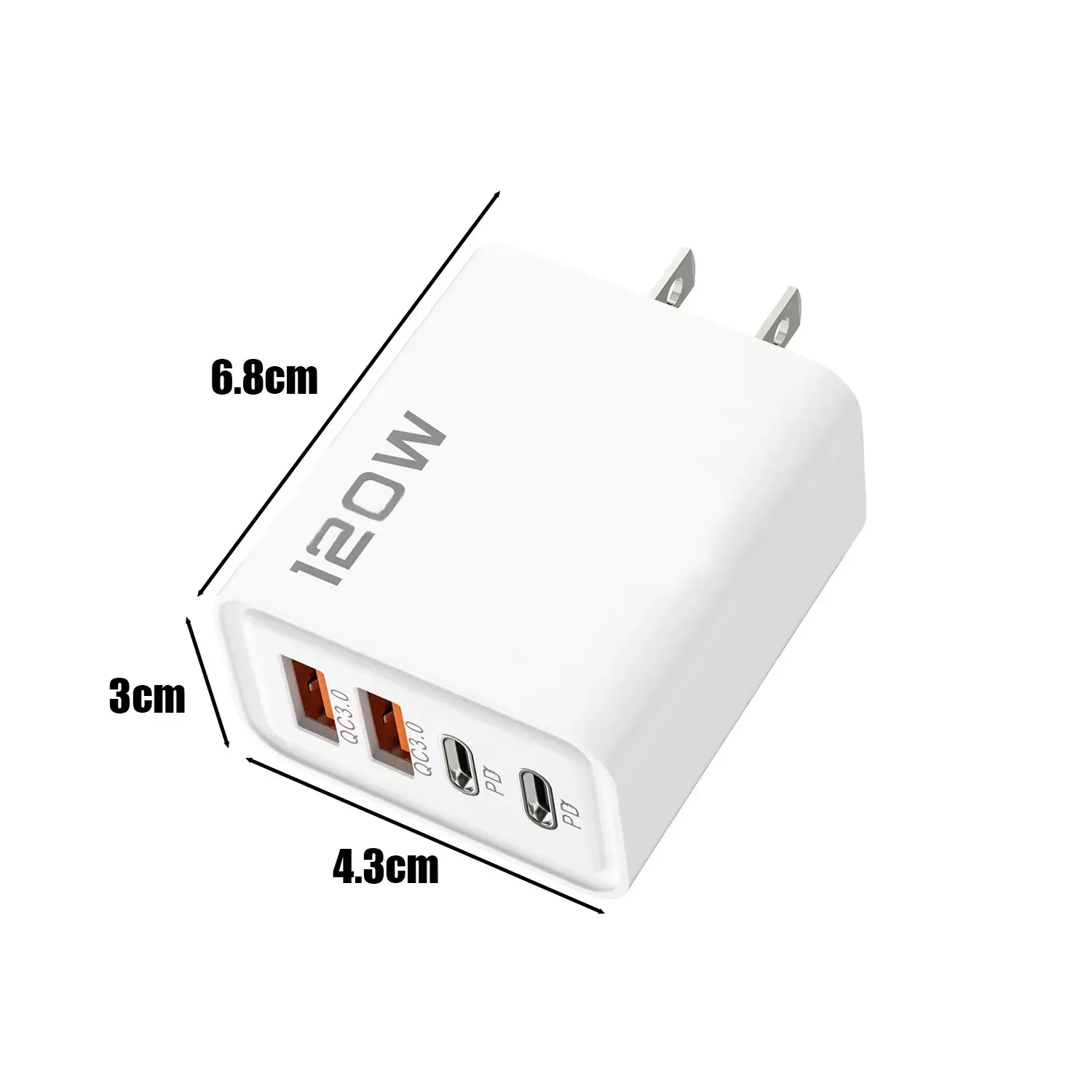 Chargeur mural USB-C 120W 4 ports, charge rapide, avec câble de données, compatible Samsung, iPhone, Xiaomi et Huawei 12