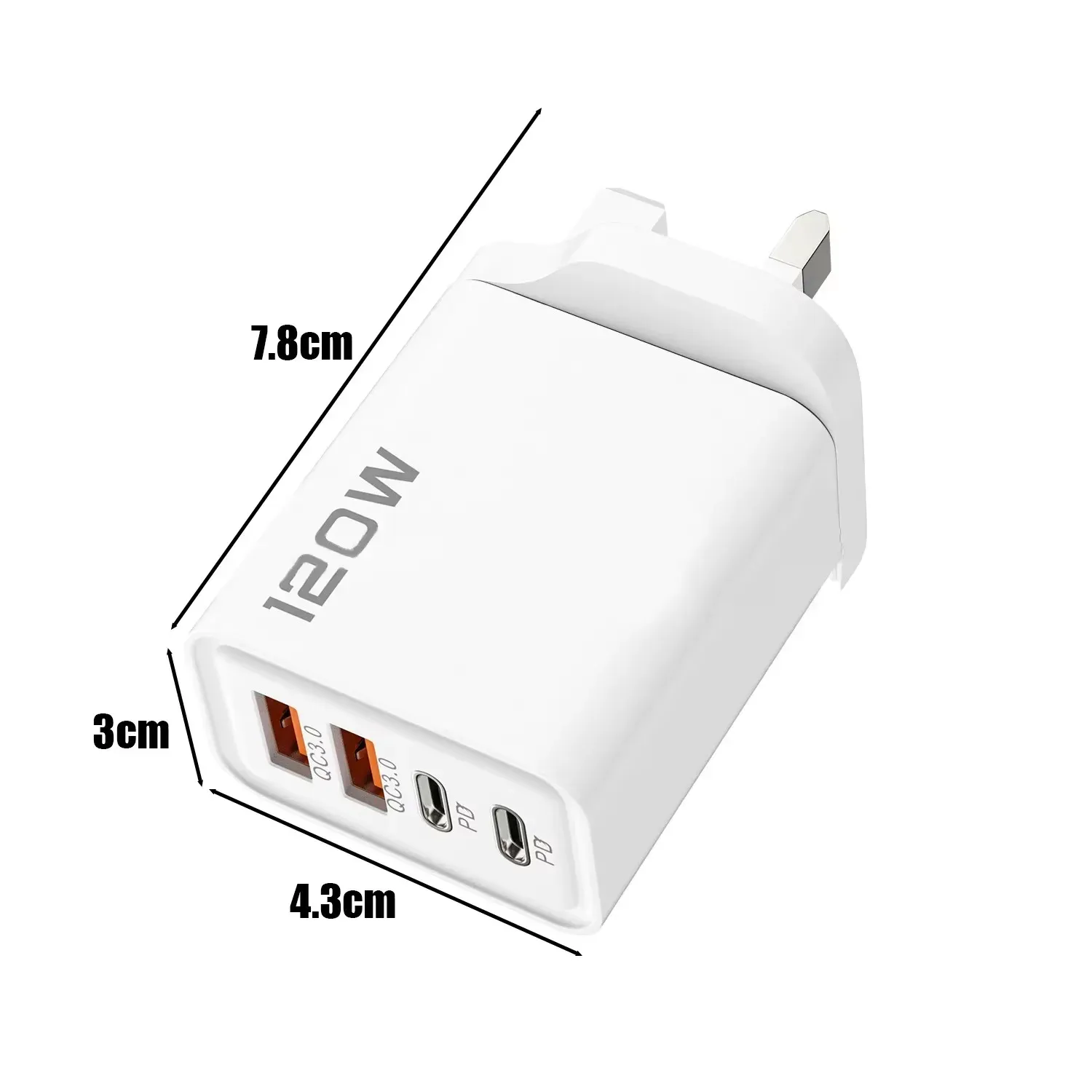 Chargeur mural USB-C 120W 4 ports, charge rapide, avec câble de données, compatible Samsung, iPhone, Xiaomi et Huawei 11