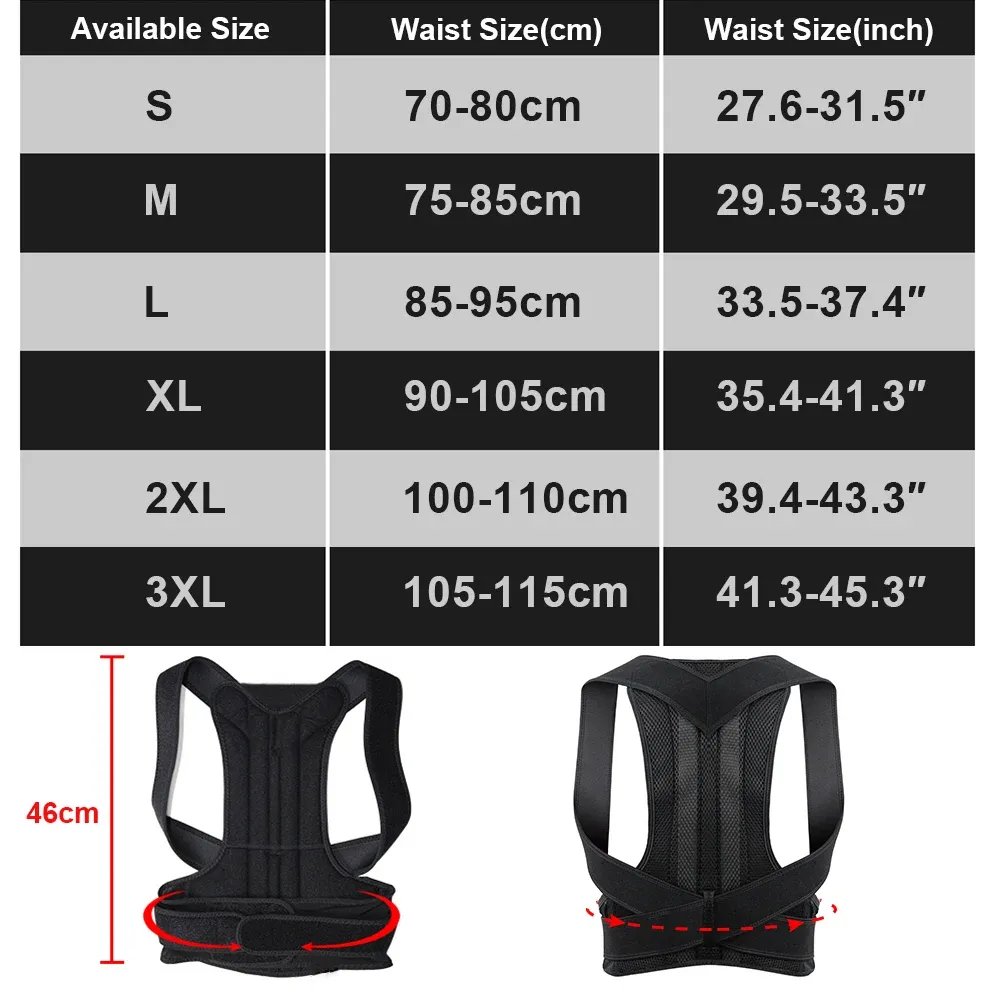 Correcteur de posture pour femmes et hommes, redresseur d'épaules réglable, soutien dorsal complet pour le haut et le bas du dos 6