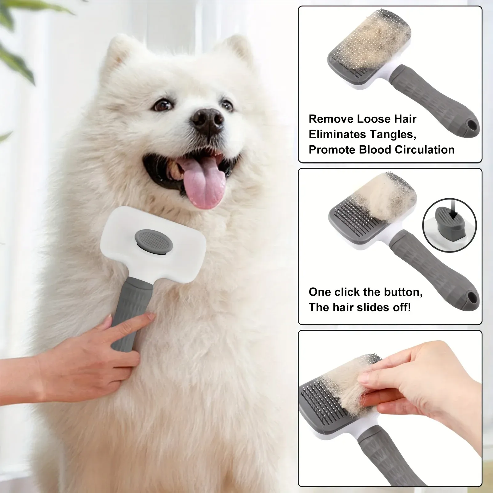 Peigne autonettoyant pour chiens et chats, brosse de toilettage anti-poils 4