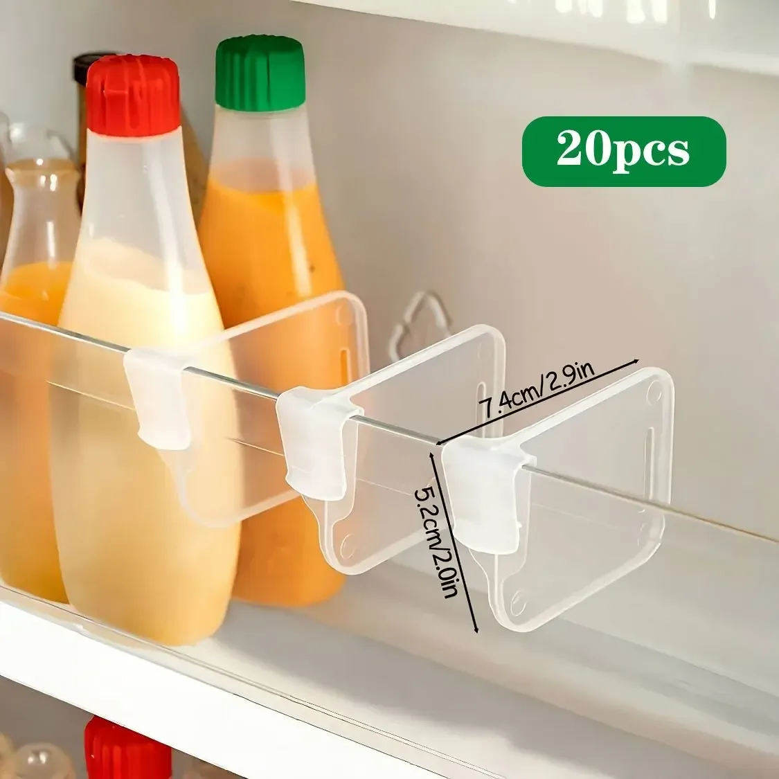 Séparateurs de rangement transparents et robustes pour réfrigérateur, lot de 5, 10, 15 ou 20 pièces, compartiments ajustables pour un espace optimisé dans les armoires de cuisine 9