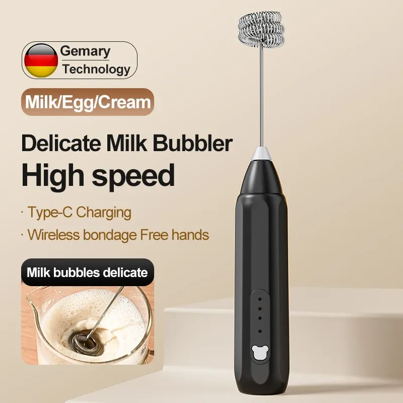 Batteur à œufs électrique portatif rechargeable par USB, mousseur à lait et à crème avec tête réglable 5