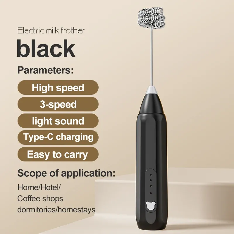 Batteur à œufs électrique portatif rechargeable par USB, mousseur à lait et à crème avec tête réglable 8