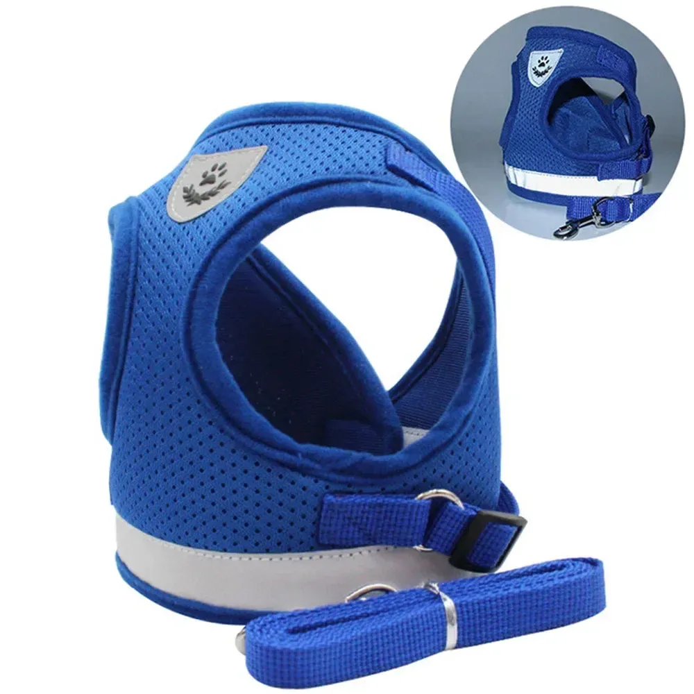 Harnais pour chat avec laisse, réglable, réfléchissant et anti-évasion, gilet en maille pour animaux de compagnie, idéal pour chiot, petit chien et chat 9