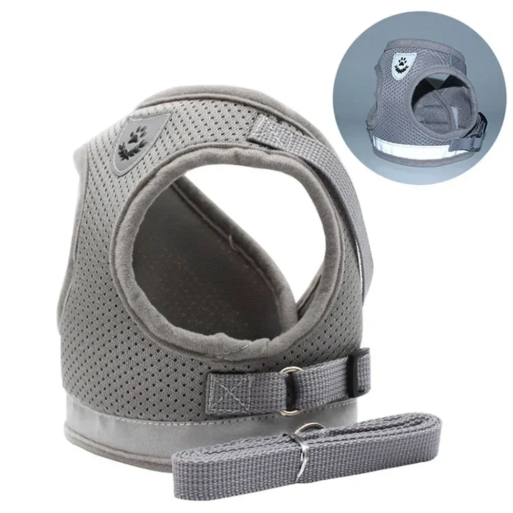 Harnais pour chat avec laisse, réglable, réfléchissant et anti-évasion, gilet en maille pour animaux de compagnie, idéal pour chiot, petit chien et chat 8