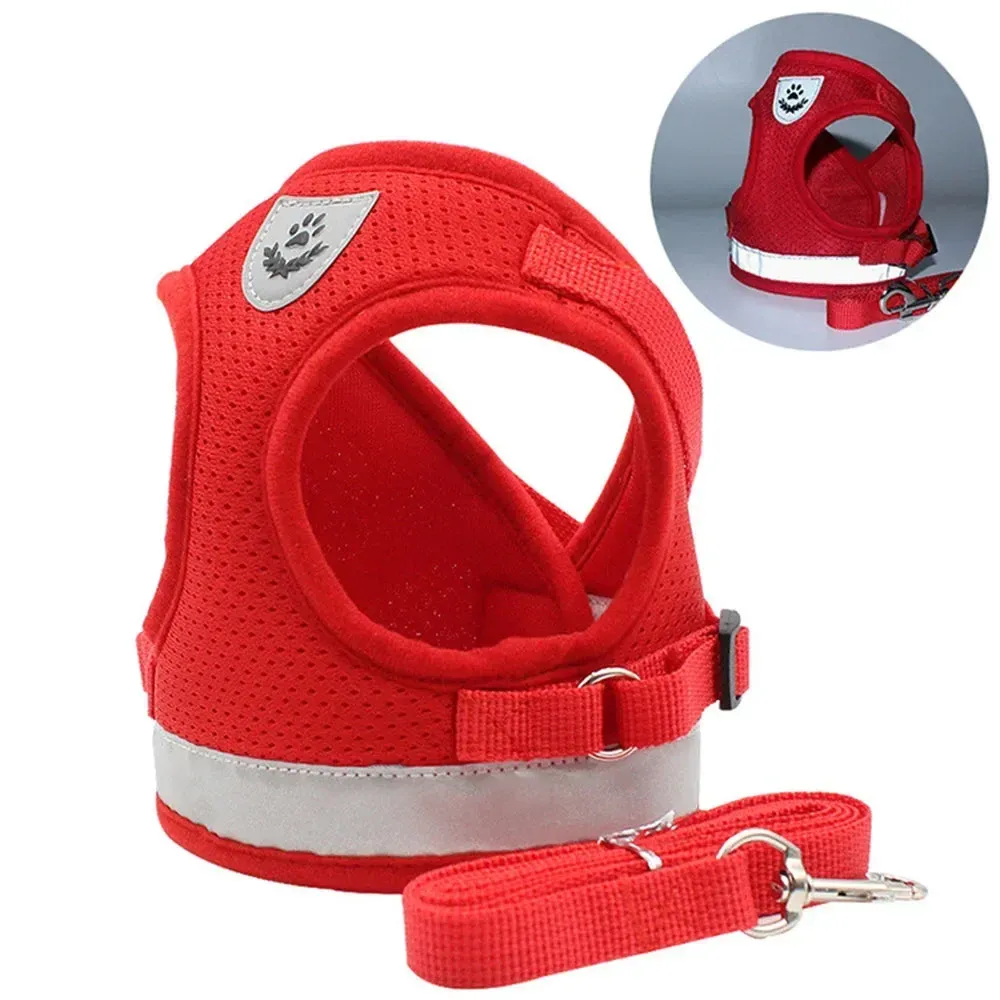 Harnais pour chat avec laisse, réglable, réfléchissant et anti-évasion, gilet en maille pour animaux de compagnie, idéal pour chiot, petit chien et chat 7