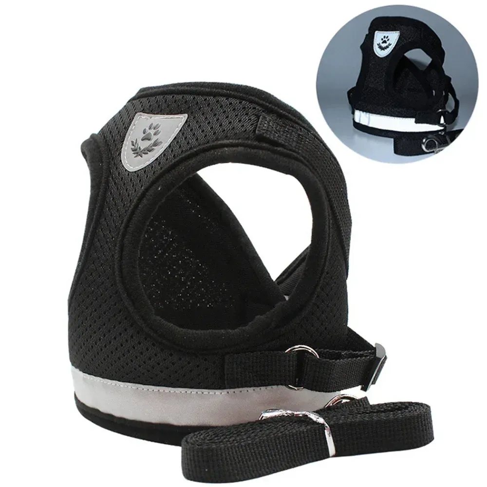 Harnais pour chat avec laisse, réglable, réfléchissant et anti-évasion, gilet en maille pour animaux de compagnie, idéal pour chiot, petit chien et chat 10