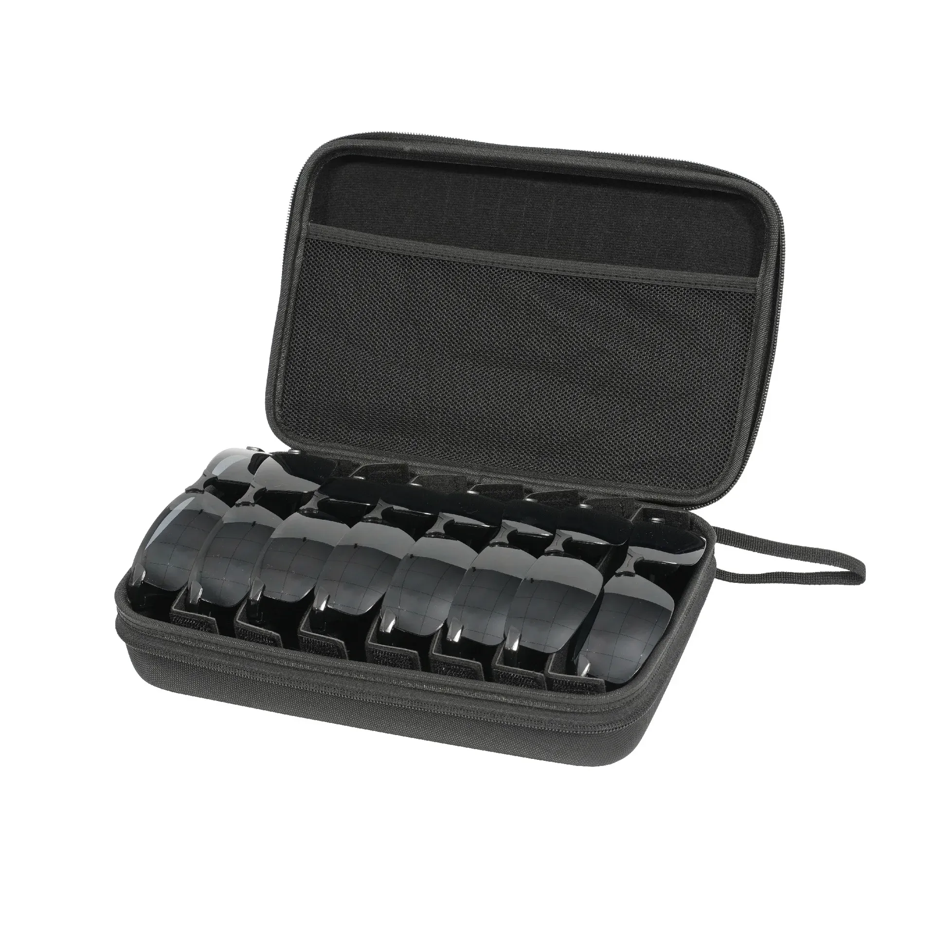 Organisateur de lunettes réglable à 4 à 8 compartiments, étui de rangement portable noir pour voyage, avec séparateurs robustes 7