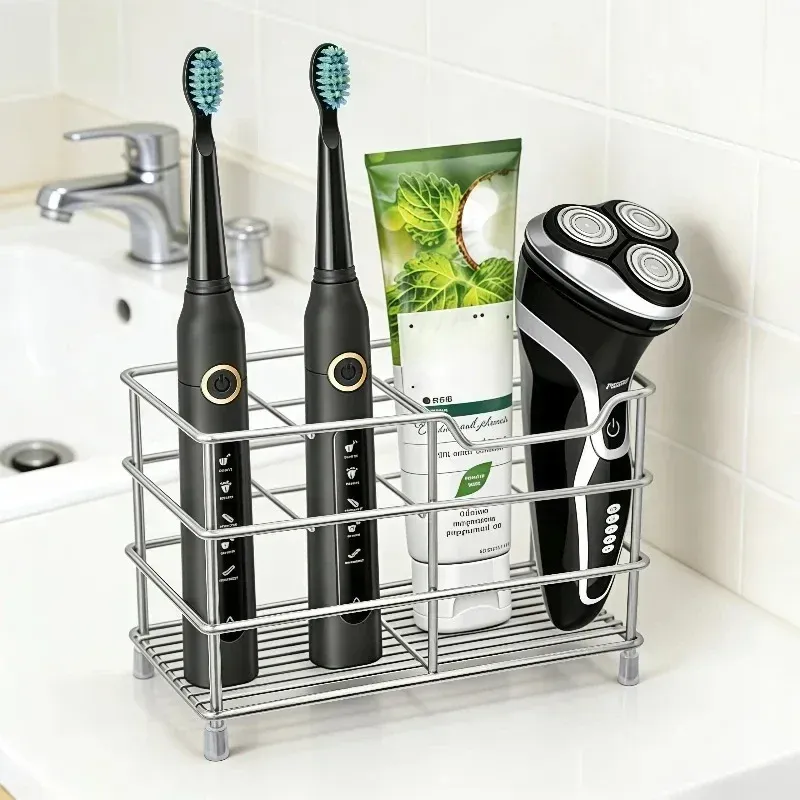 Porte-brosses en acier inoxydable, ambiance salle de bain moderne