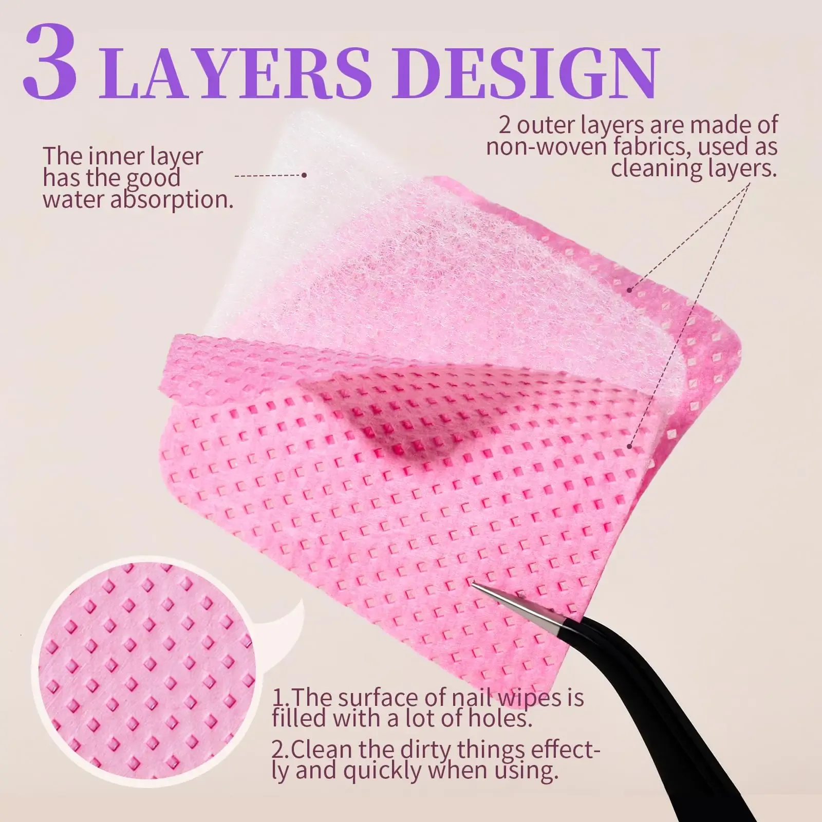 LINMANDA 200 lingettes de nettoyage des ongles non pelucheuses pour gel UV, tampons de nettoyage pour manucure à domicile ou en salon 2