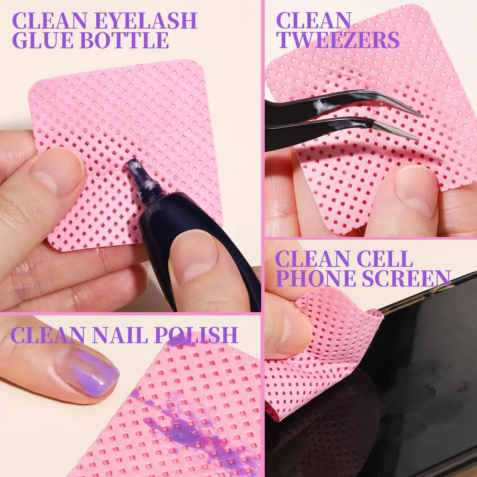 LINMANDA 200 lingettes de nettoyage des ongles non pelucheuses pour gel UV, tampons de nettoyage pour manucure à domicile ou en salon 6