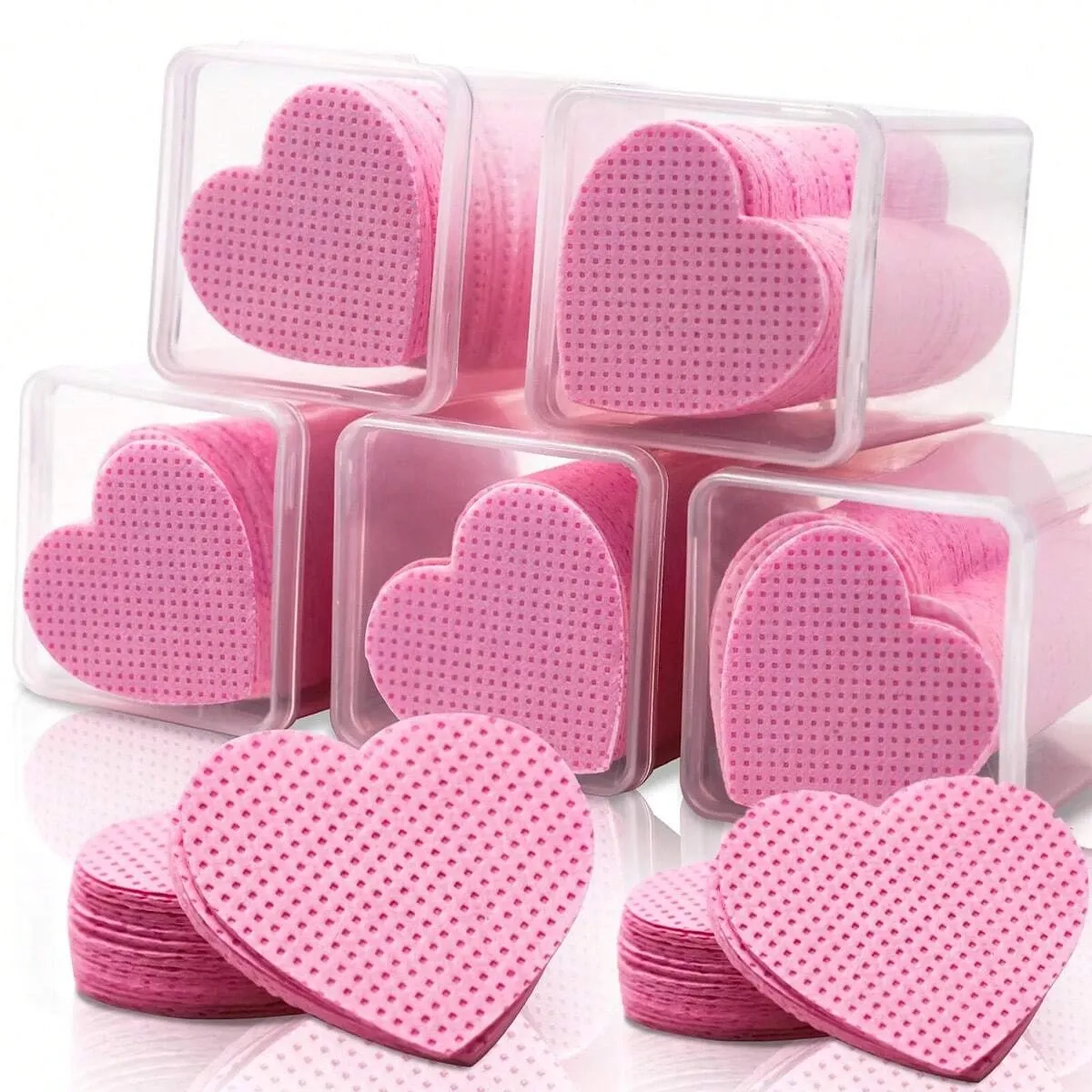 Lingettes sans peluche pour ongles, cœur rose