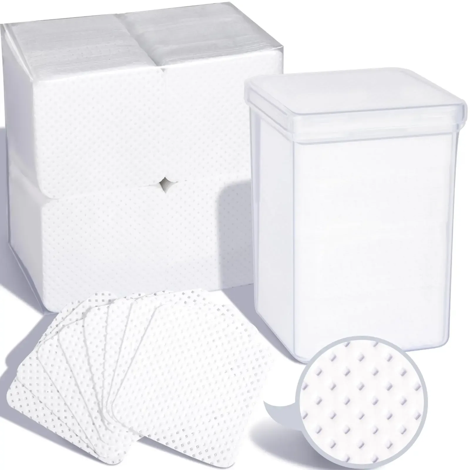 Lingettes sans peluche pour ongles, carré blanc