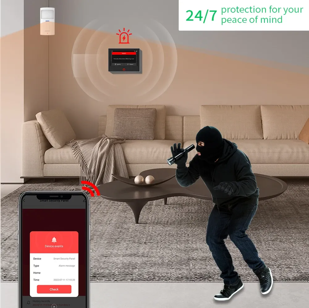 Système d'alarme de sécurité Staniot LoRa 7 pouces, WiFi et 4G, compatible Tuya, kit anti-intrusion, portée de transmission 500 m, sirène intégrée 4