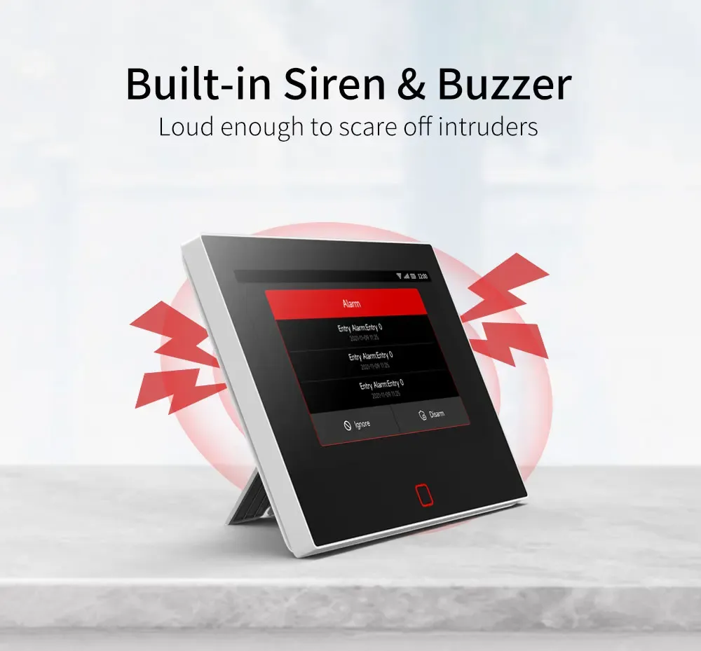 Sirène et buzzer intégrés au panneau