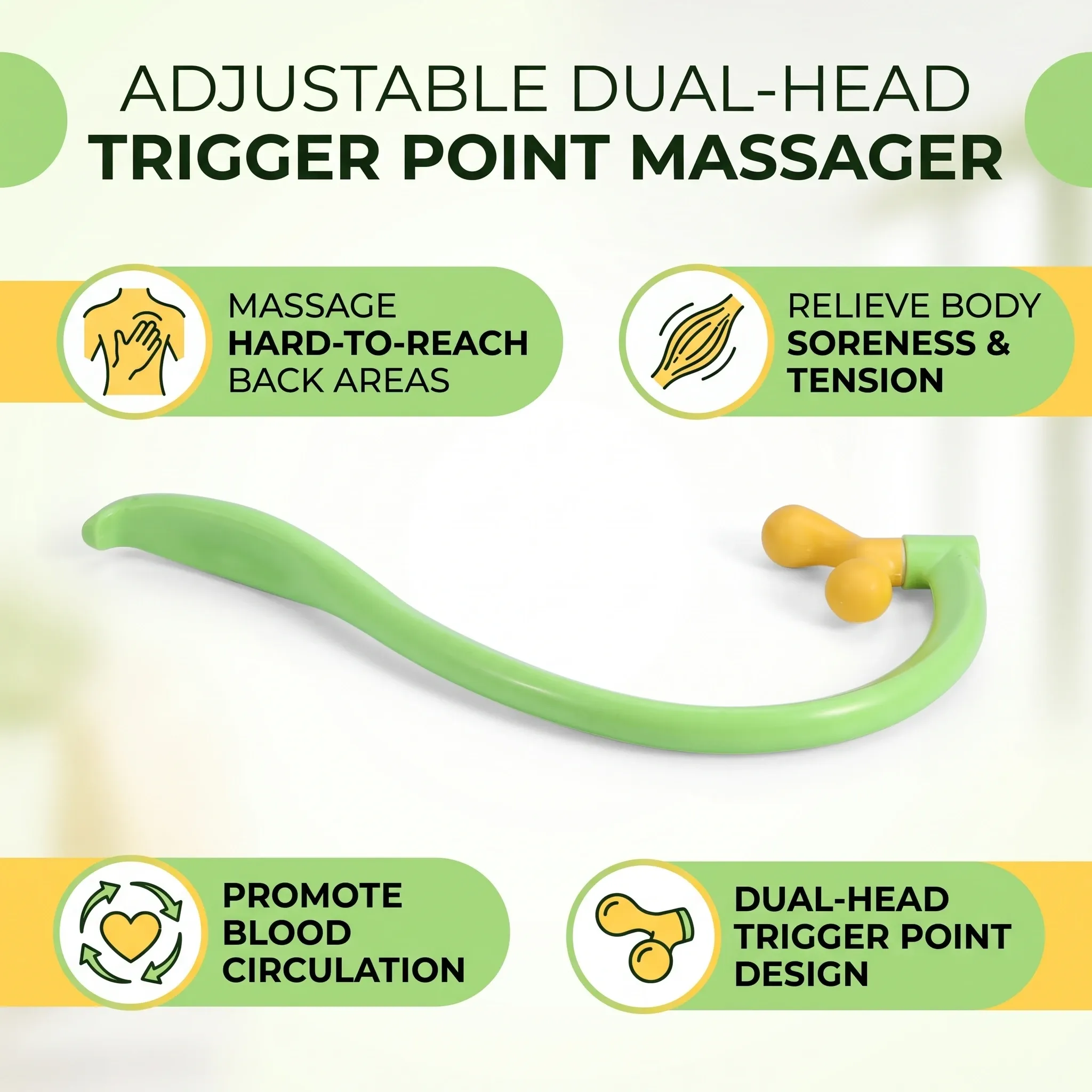 Masseur de points de déclenchement pour le cou et les épaules, masseur d'auto-massage à double point de déclenchement, simulation de massage des tissus profonds, mains de thérapeute 6