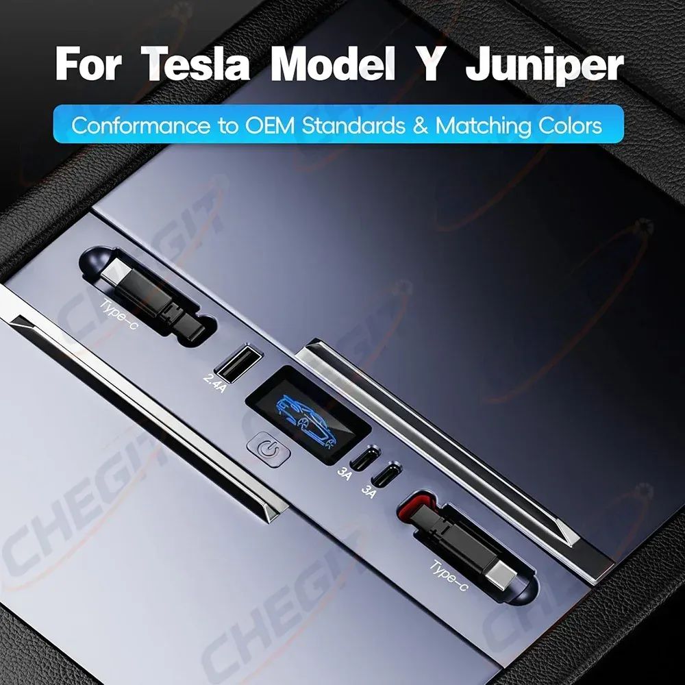 Hub USB-C à charge rapide 65 W / 45 W avec station d'extension pour console centrale Tesla Model Y Juniper (2025) et Model 3 Highland (2024) 2