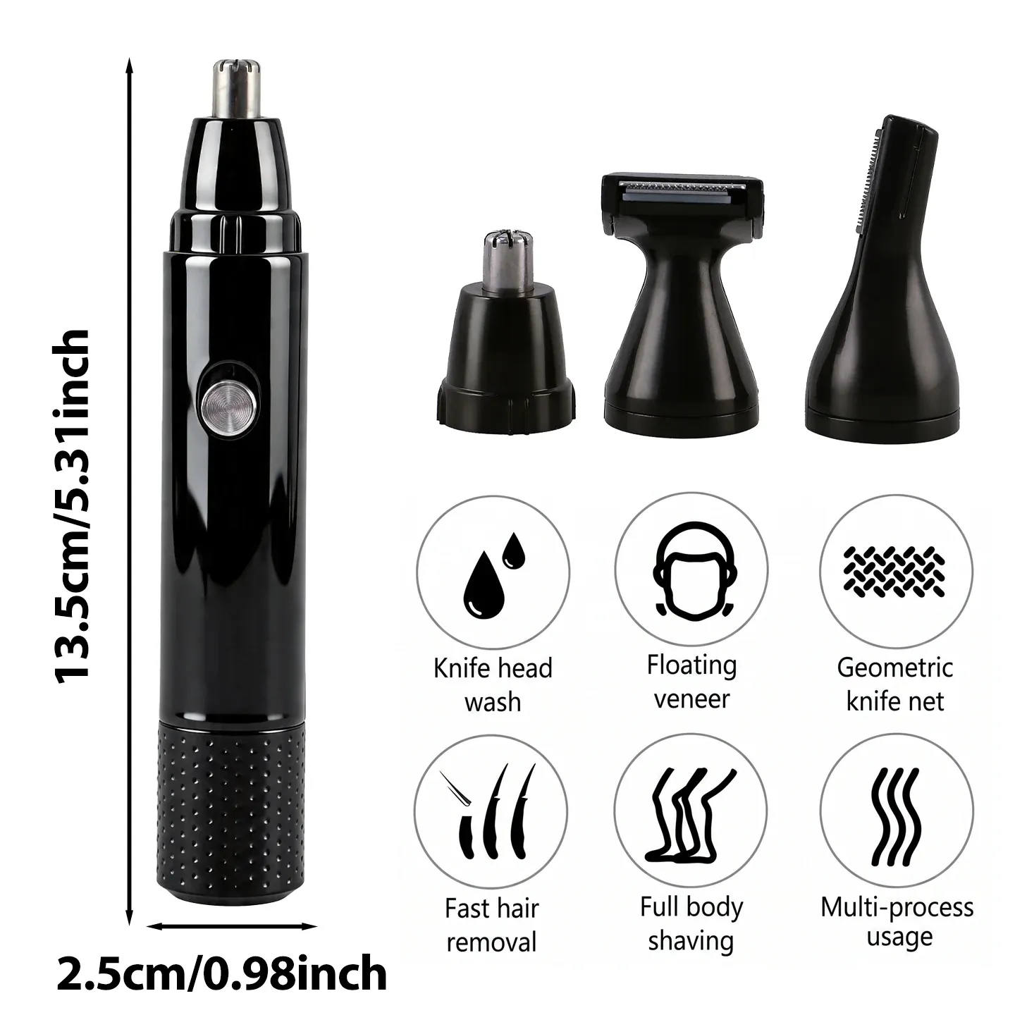 AUTHONE Tondeuse électrique 3-en-1 pour nez et oreilles homme – Kit de toilettage pour épilation indolore du nez, de la barbe et des sourcils 3