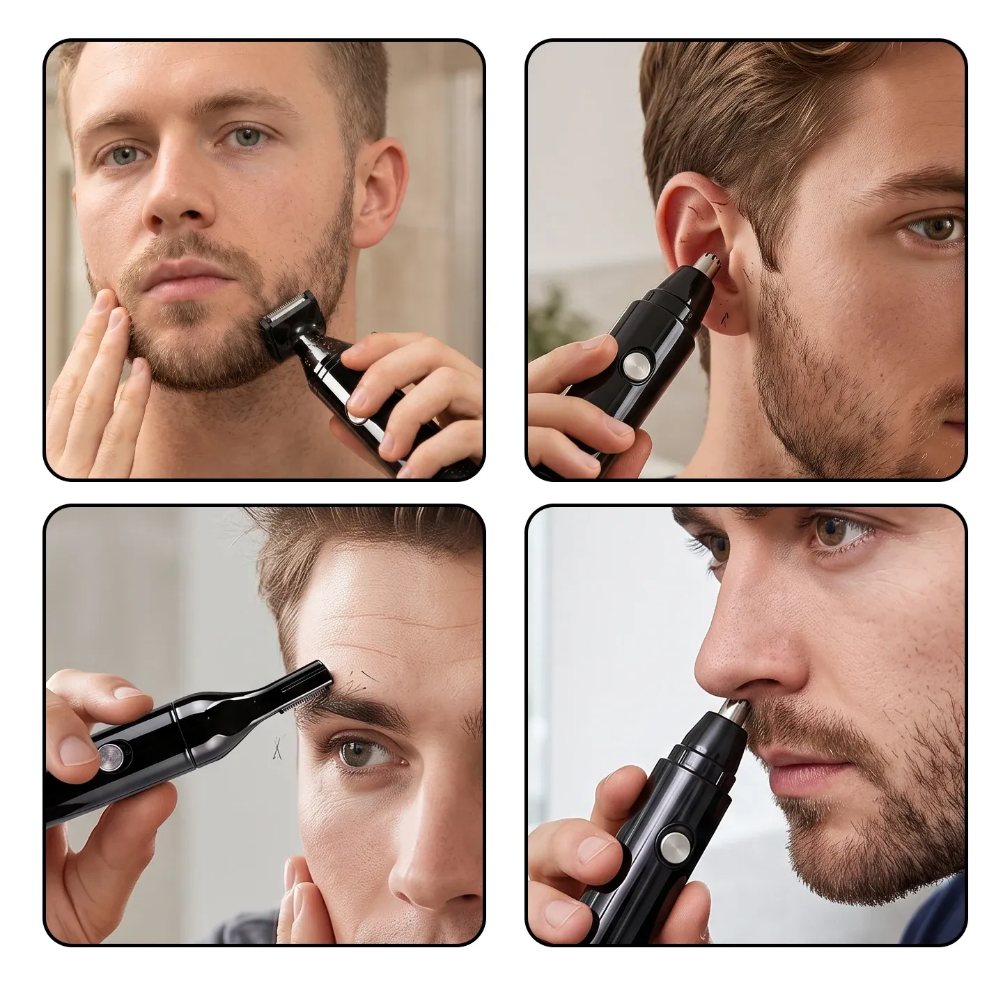 AUTHONE Tondeuse électrique 3-en-1 pour nez et oreilles homme – Kit de toilettage pour épilation indolore du nez, de la barbe et des sourcils 2