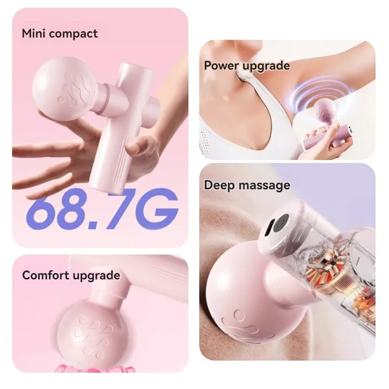 Pistolet de massage fascia USB mini, machine de relaxation musculaire, pistolet vibrant à tige, équipement de massage pour fitness, pistolet fascia pour cou et prise en main 6