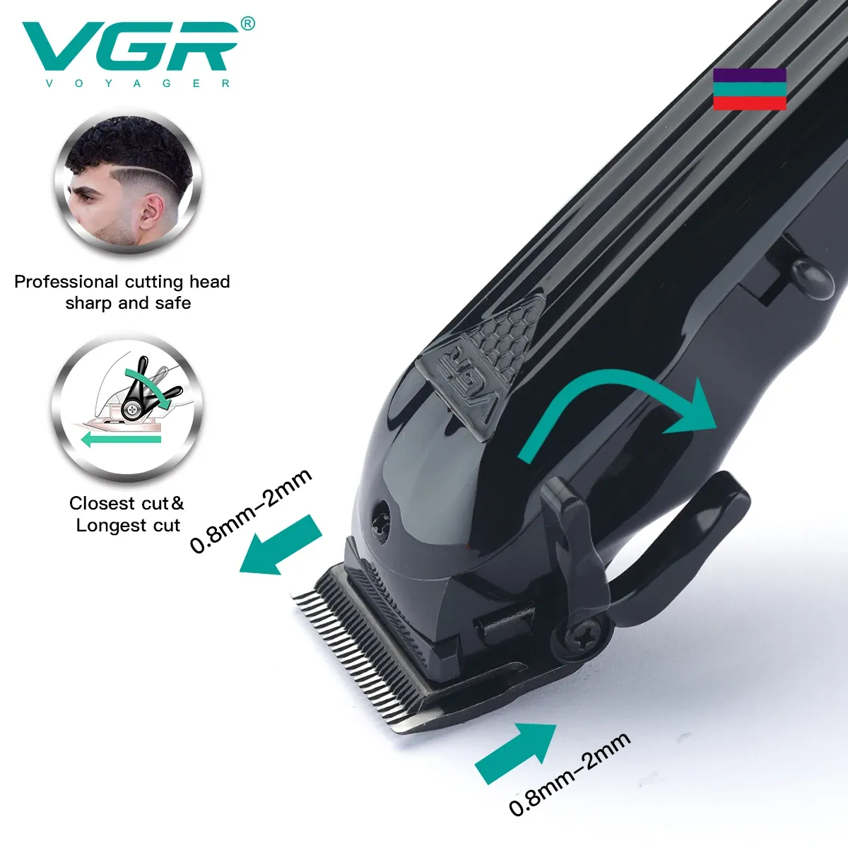 VGR Tondeuse à cheveux professionnelle pour homme, tondeuse électrique sans fil avec affichage numérique, modèle V-282 5